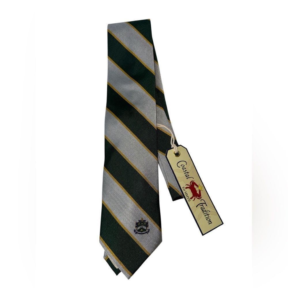 NWT Coastal Tradition Green and Gray Striped Tie